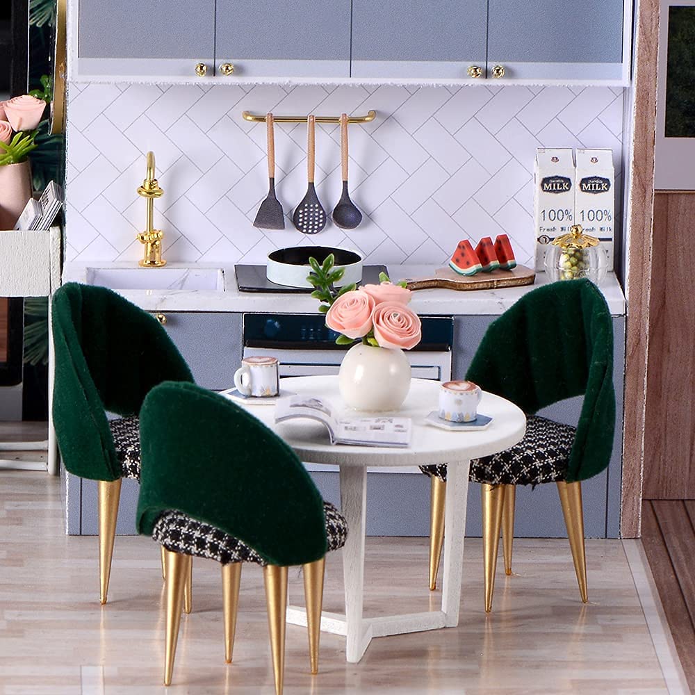 Dollhouse Miniature with Furniture Kit Plus Dust Proof and Music Movement