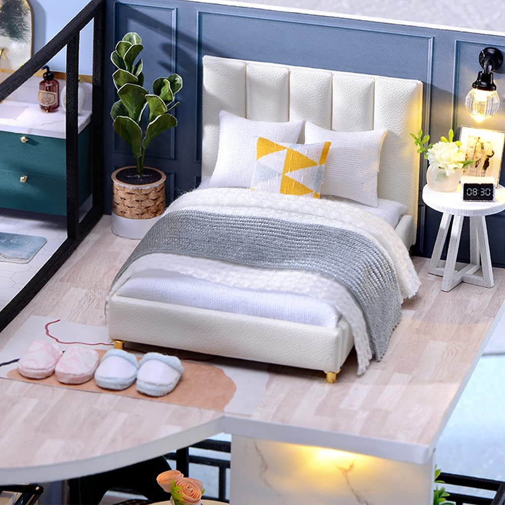 Dollhouse Miniature with Furniture Kit Plus Dust Proof and Music Movement