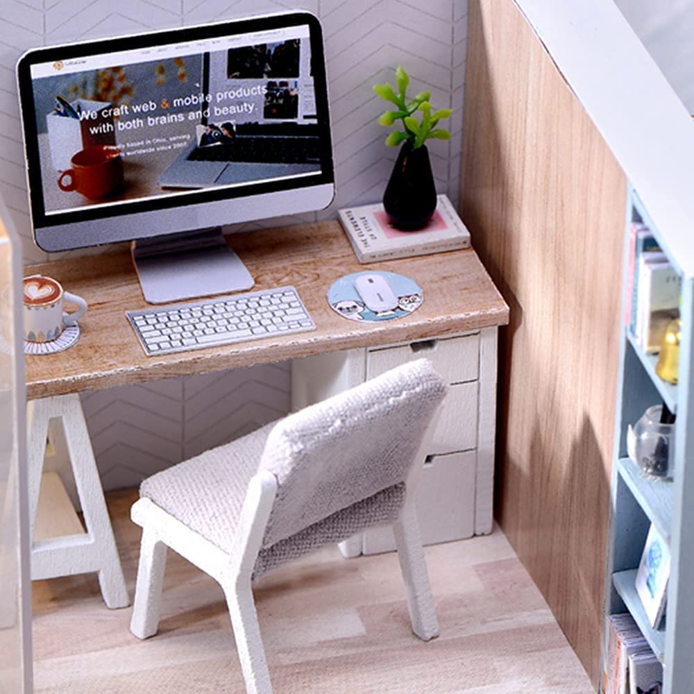 Dollhouse Miniature with Furniture Kit Plus Dust Proof and Music Movement