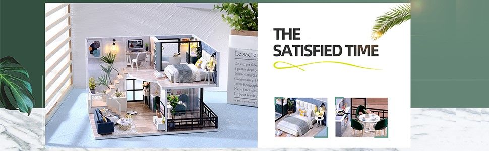 Dollhouse Miniature with Furniture Kit Plus Dust Proof and Music Movement