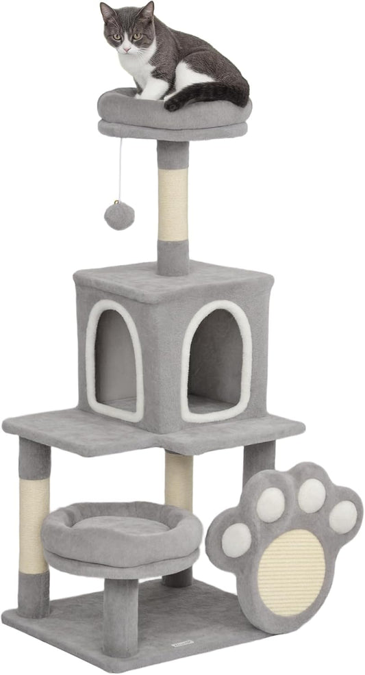CARLA HOME Large Cat Tree Tower for Indoor Cats with Plush Perch, Cat Condo, Natural Sisal Scratching Posts, Hanging Ball & Paw Scratcher