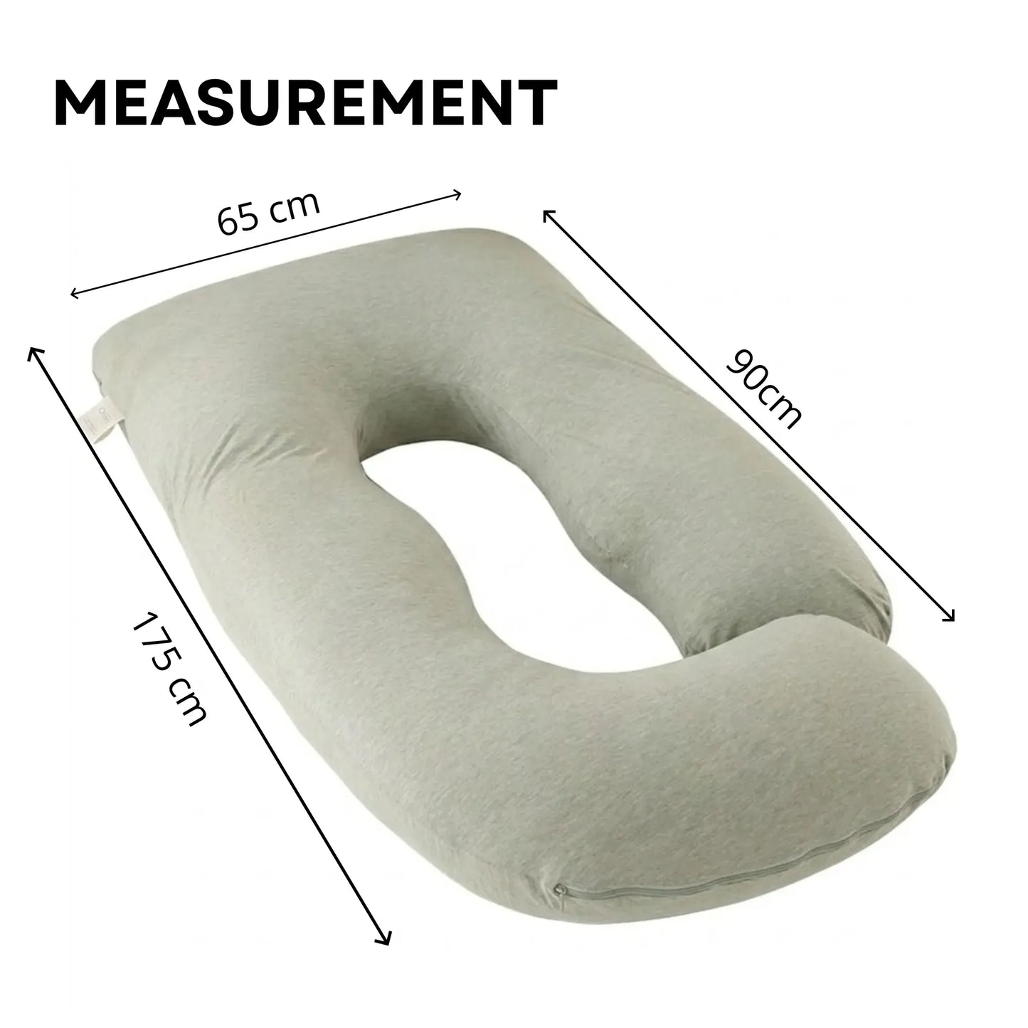 CARLA HOME U Shape Pregnancy Pillow Full Body Support - Green - Polyester - Full Body Pillow
