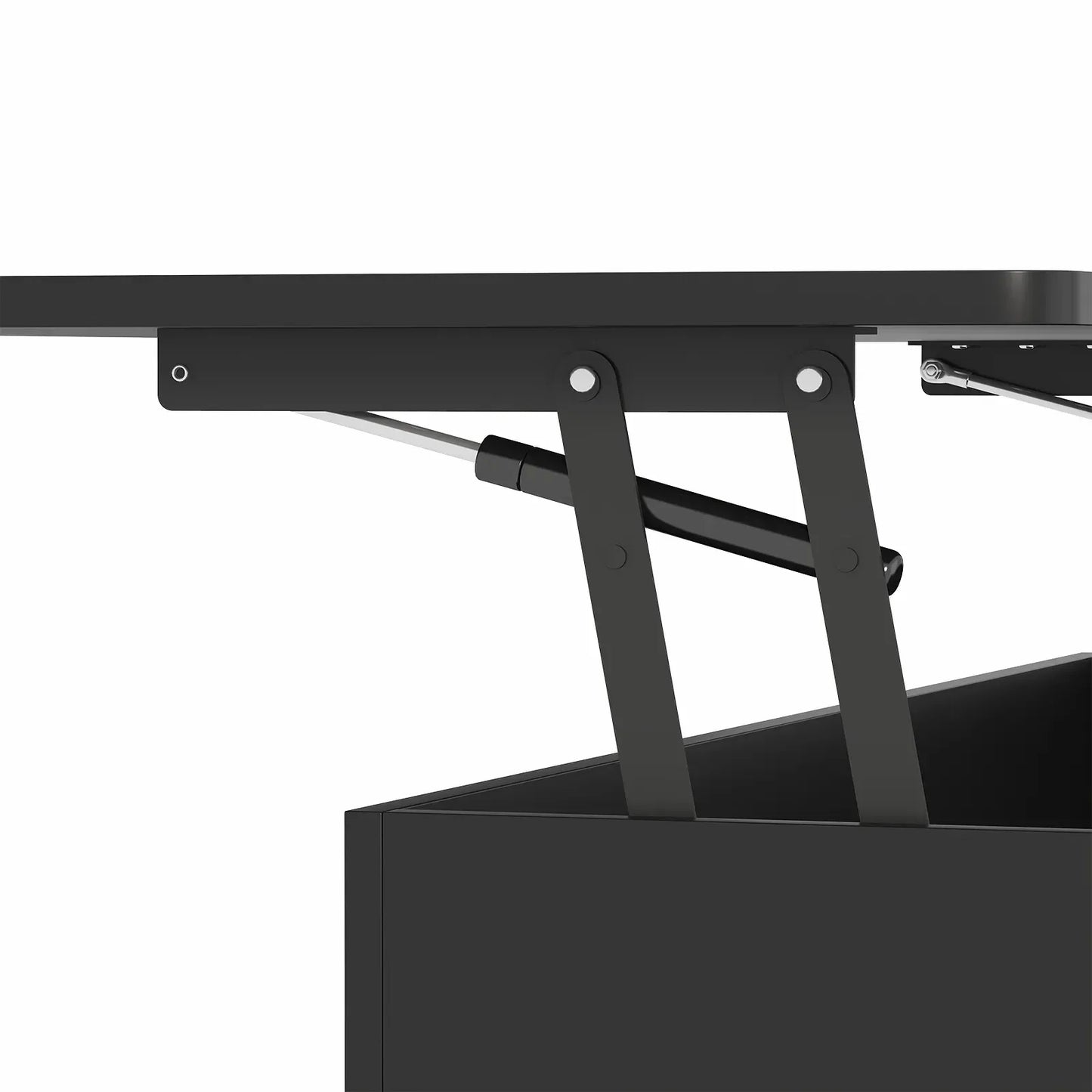 LED Lift Top Coffee Table in Black with 2-Tier Design and Drawers for Living Room