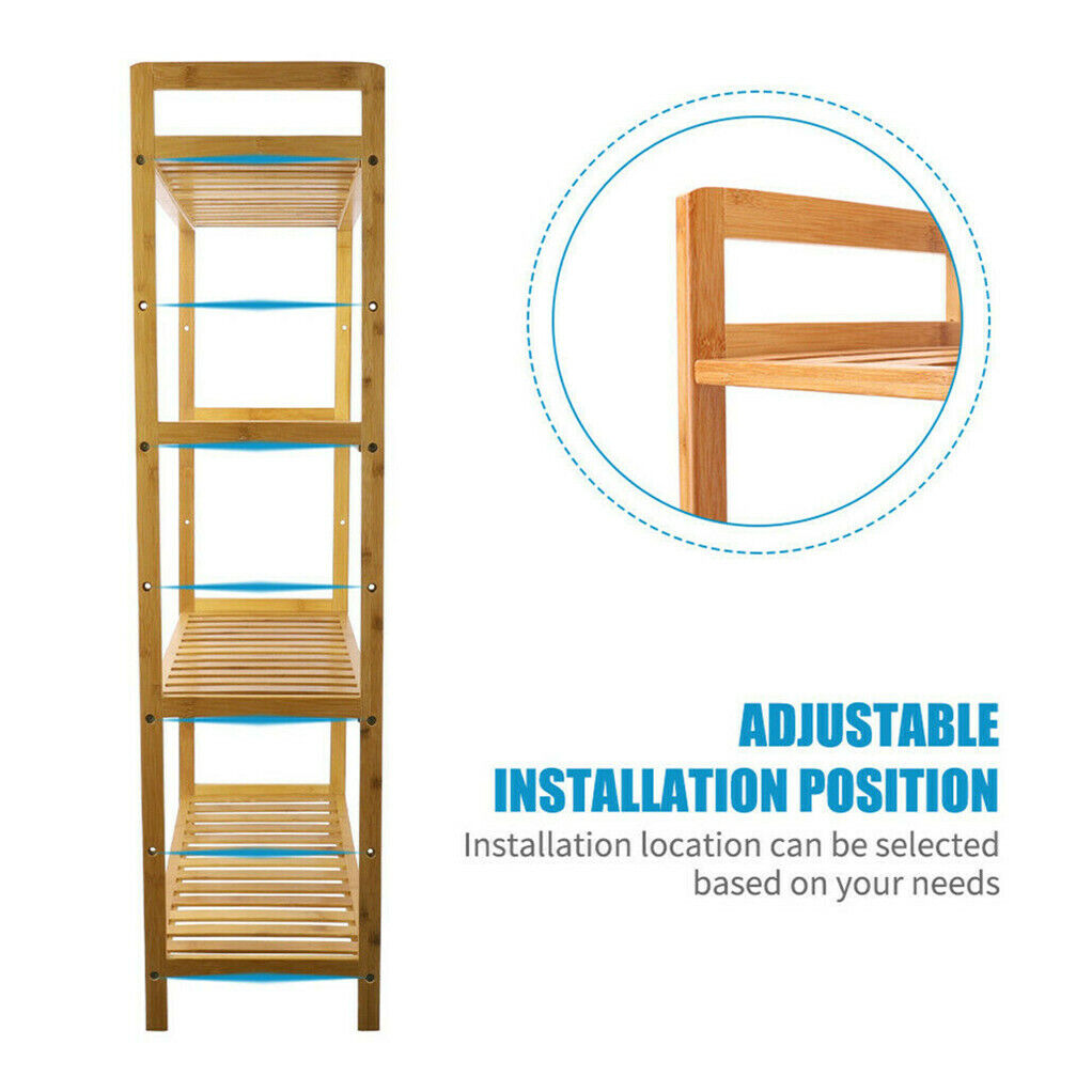 Bamboo 4 Tier Shelving Unit Kitchen Bedroom Bookshelf