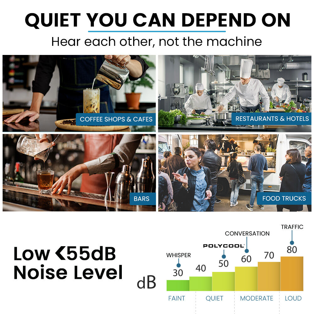 POLYCOOL Commercial Ice Maker Machine, up to 45kg/24hr, Timer & Self Cleaning Programs