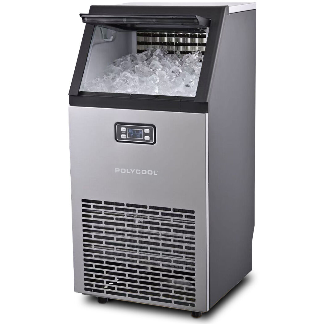 POLYCOOL Commercial Ice Maker Machine, up to 60kg/24hr, Timer & Self Cleaning Programs
