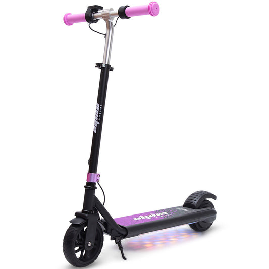 ALPHA Edge Electric Scooter Kids/Teens, 16km/h Max, Adjustable Height, UL Certified, AU Compliant, Dual Brakes, Bluetooth Music, LED, Pink