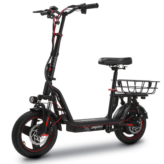 ALPHA Rover Elektroroller mit Sitz, AU-konform, 500W 48V 25km/h 30km Reichweite, 14-Zoll-Reifen, motorisierter Pendler-eScooter für Erwachsene, Schwarz
