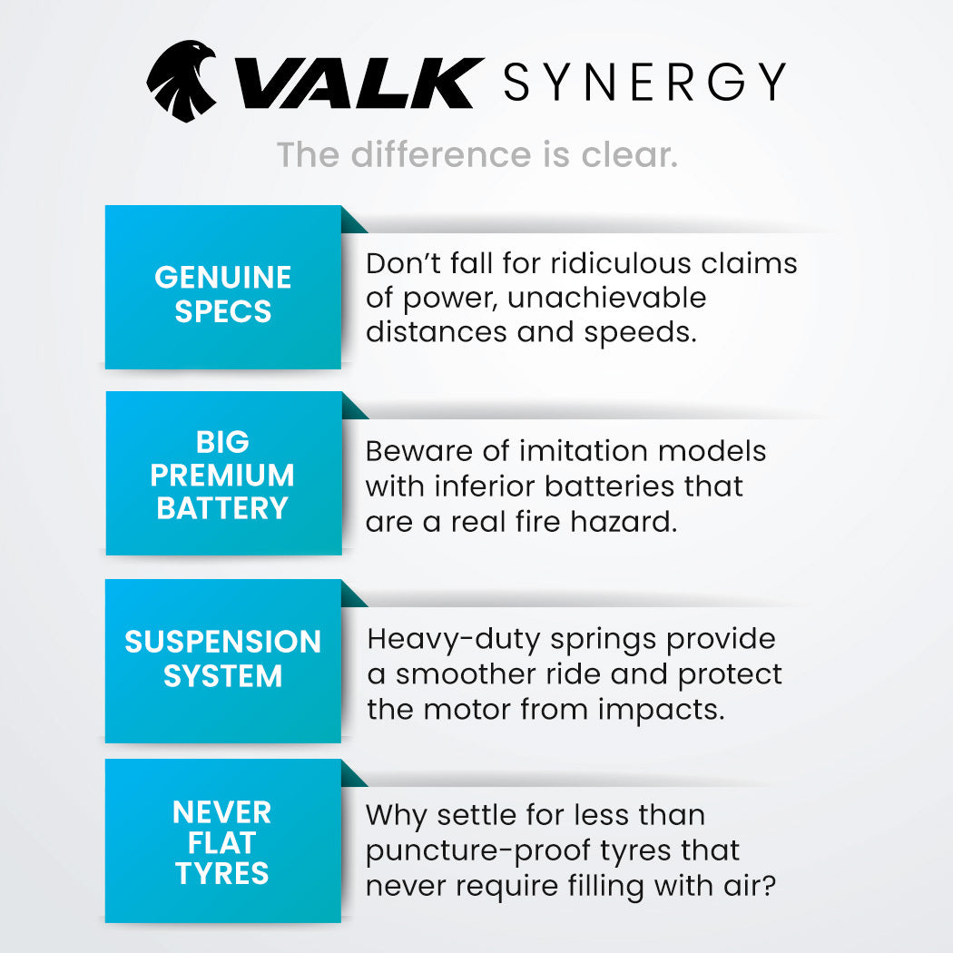 VALK Synergy 7 Electric Scooter, 500W 15Ah, AU Compliant, Motorised eScooter for Adults, Black/Yellow