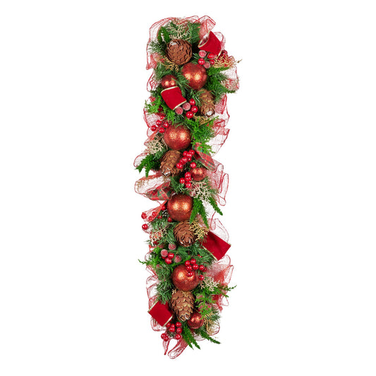 Christabelle 1m Christmas Garland with Red Berries & Pine Cones Baubles Berries Tree Decoration Ornament Red Green