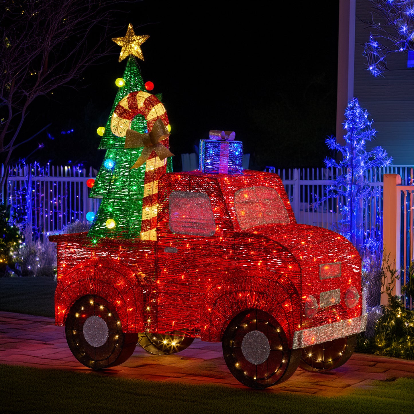 Christabelle 1.4m Christmas Tree Truck Indoor Outdoor Display Decoration LED Lights Front Yard Lawn Statue Ornament