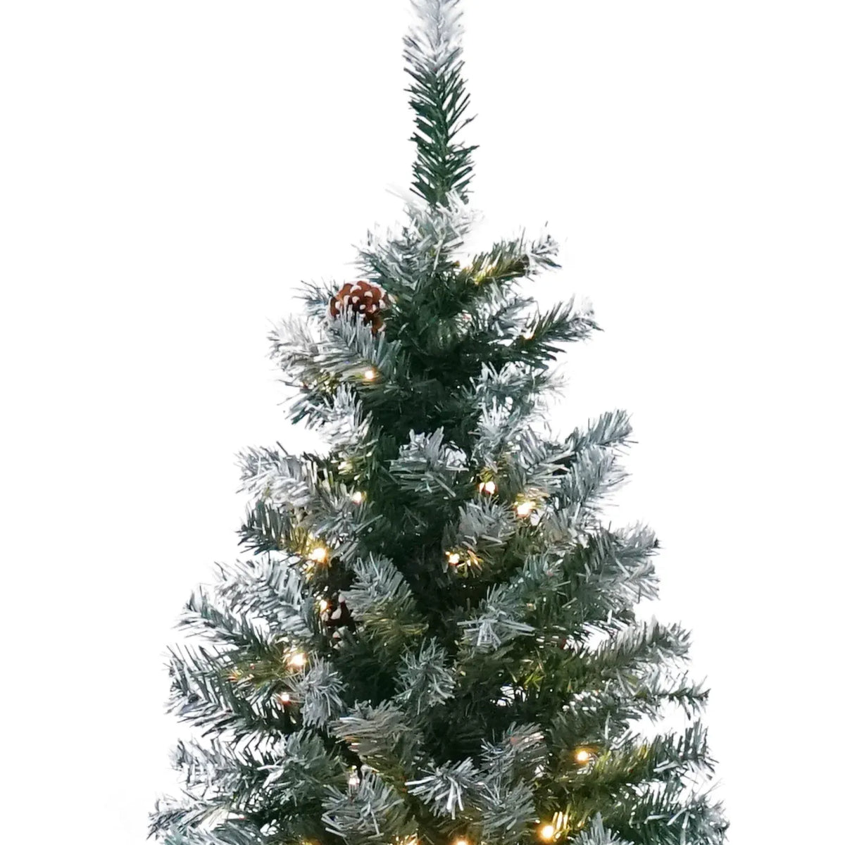 Christabelle 2.4m Pre-Lit LED Artificial Christmas Tree with Snow Tipped Needles Pine Cones Stand
