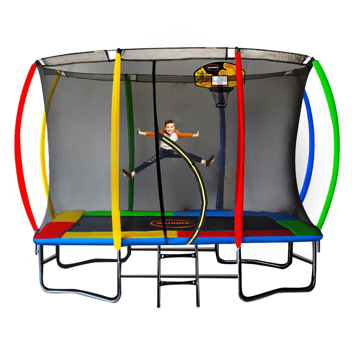Kahuna Rectangular Trampoline 6x9ft with L.E.D BB Set Rainbow