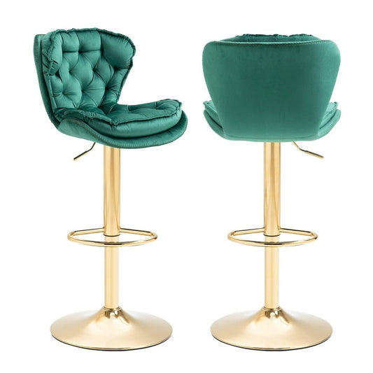 SERENITÀ Drehhocker Barhocker 2er-Set Tresenhöhe Barhocker mit Rückenlehne Samt gepolstert Verstellbarer Hocker Stuhl Min Jahrhundert Moderner Barhocker für Kücheninsel (Smaragdgrün)