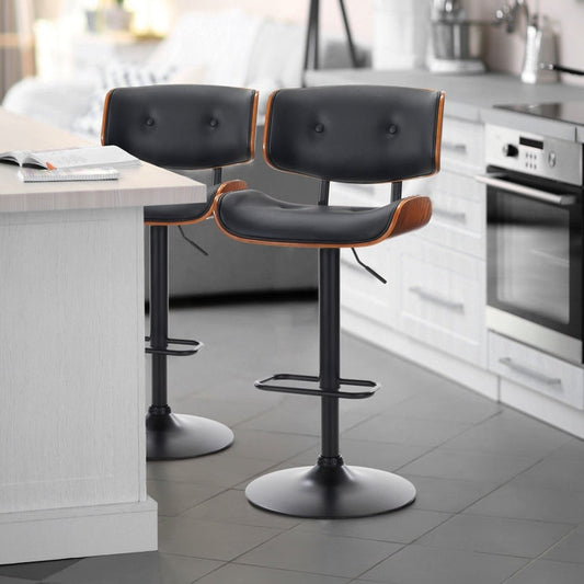SERENITÀ Europäische Barhocker aus Holz, schwarz, modern, drehbarer Barhocker, Thekenhöhe (Schwarz) Hocker mit um 360 Grad drehbarem Sitz