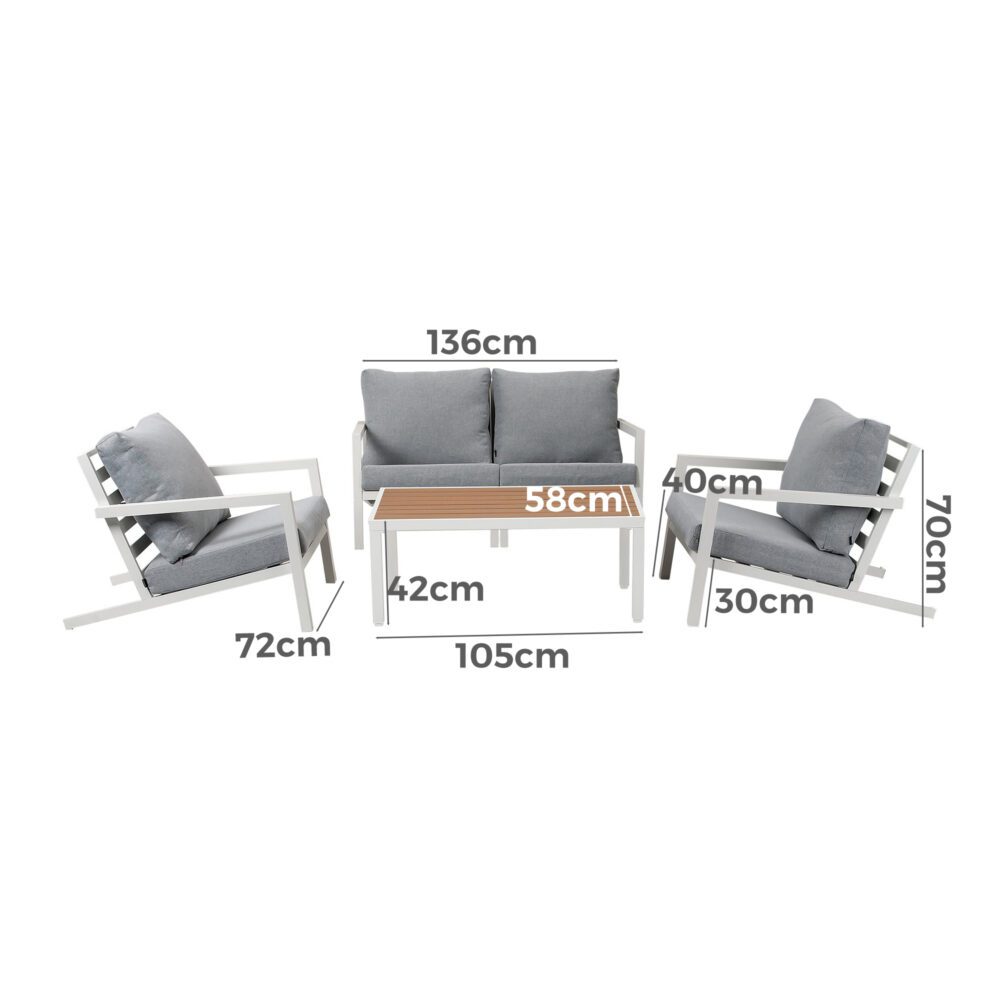 Aidan Garden Furniture Set in White — 5 pieces