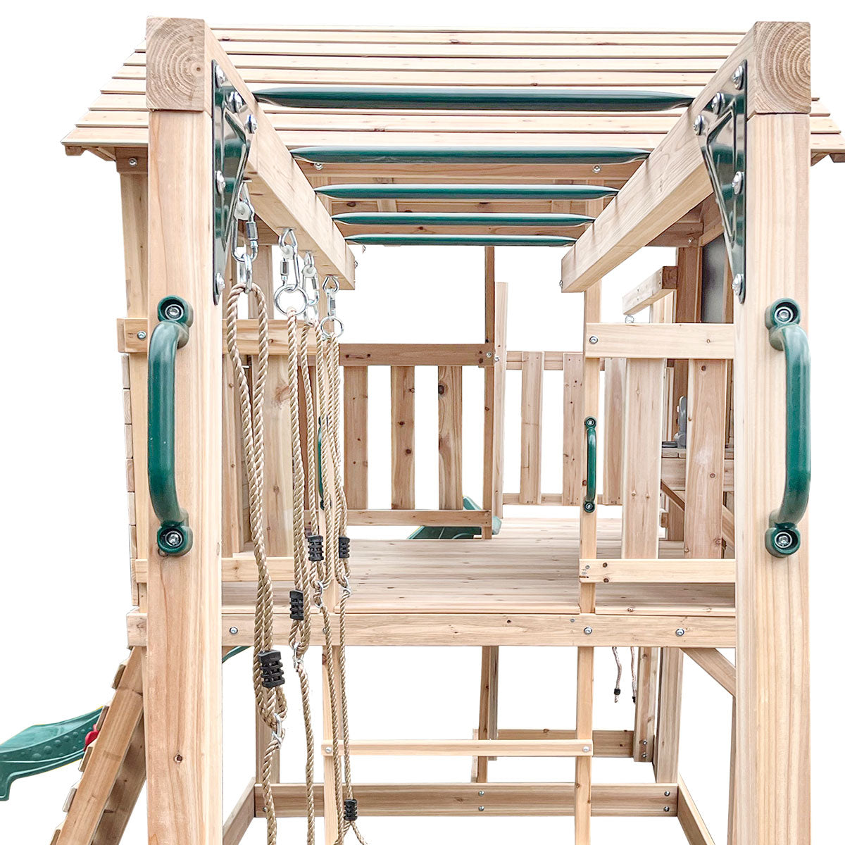 Lifespan Kids Kingston Cubby House Swing Set with 2.2m Green Slide