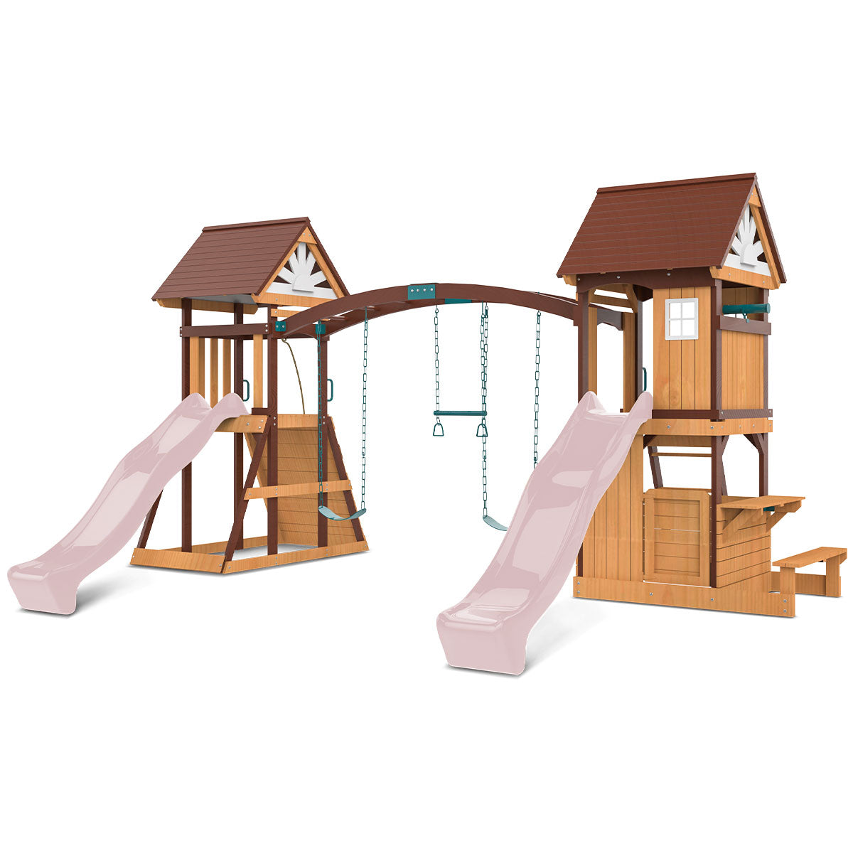 Lifespan Kids Armadale Swing Set & Play Centre with Two 2.2m Slide (Pastel Pink)