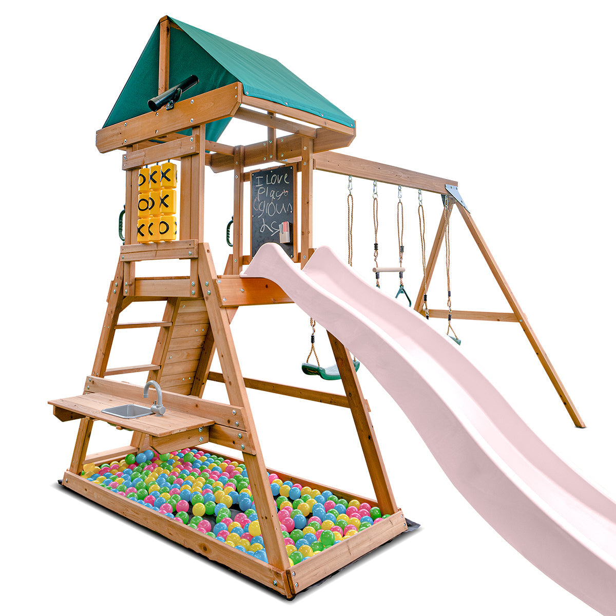 Lifespan Kids Birmingham Swing Set & Play Centre with 2.2m Slide (Pastel Pink)