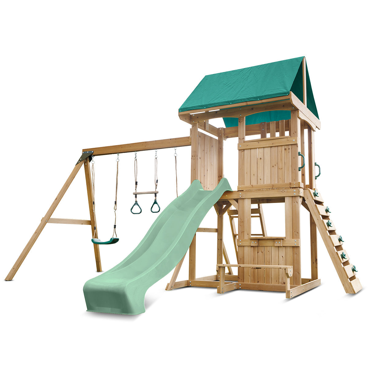 Lifespan Kids Carindale Swing Set & Play Centre with 2.2m Slide (Pastel Green)