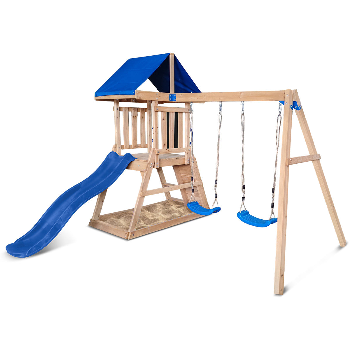 Lifespan Kids Hazelbrook Swing Set & Playground with 1.8m Slide (Blue)
