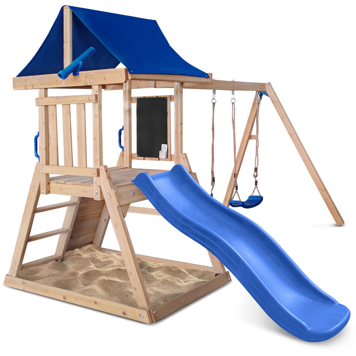 Lifespan Kids Hazelbrook Swing Set & Playground with 1.8m Slide (Blue)