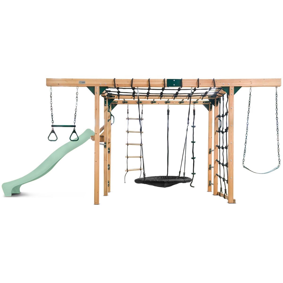 Lifespan Kids Orangutan Monkey Bars Jungle Gym Climbing Frame with 2.2m Slide (Pastel Green)