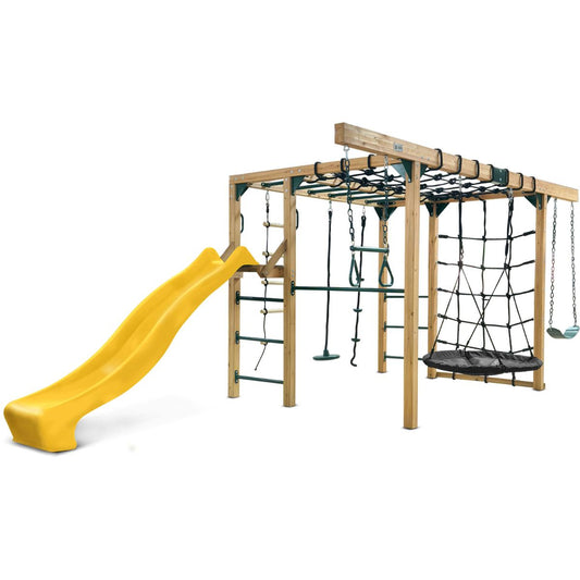 Lifespan Kids Orangutan Monkey Bars Jungle Gym Climbing Frame with 2.2m Slide (Yellow)