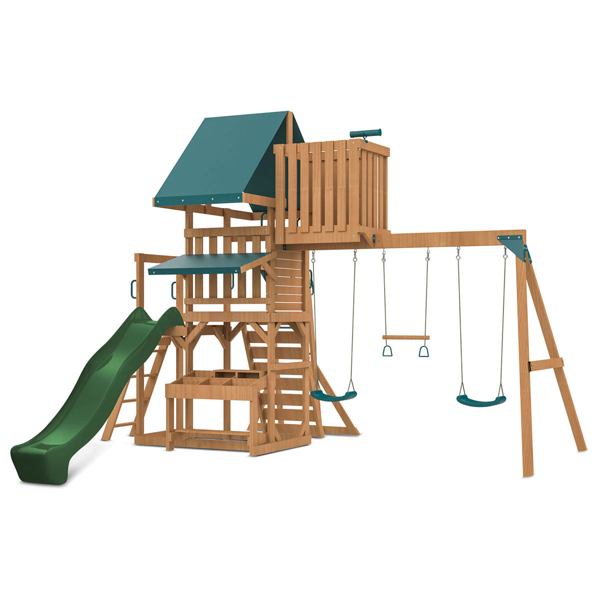 Lifespan Kids Walton Swing Set, Monkey Bars & Play Centre with 2.2m Slide (Green)
