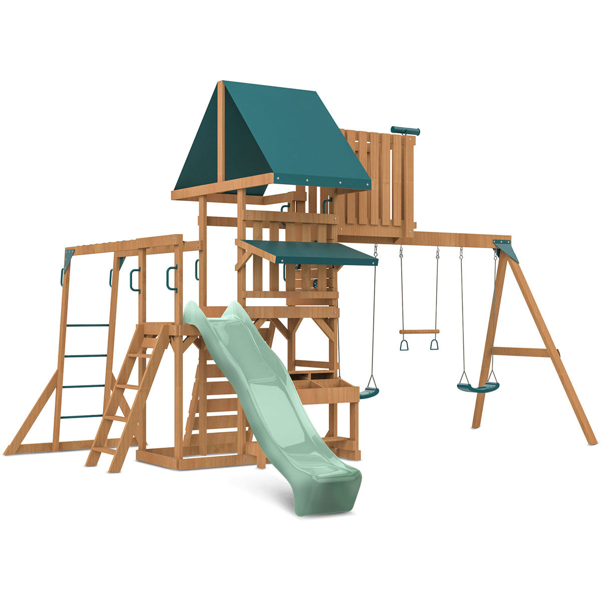Lifespan Kids Walton Swing Set, Monkey Bars & Play Centre with 2.2m Slide (Pastel Green)