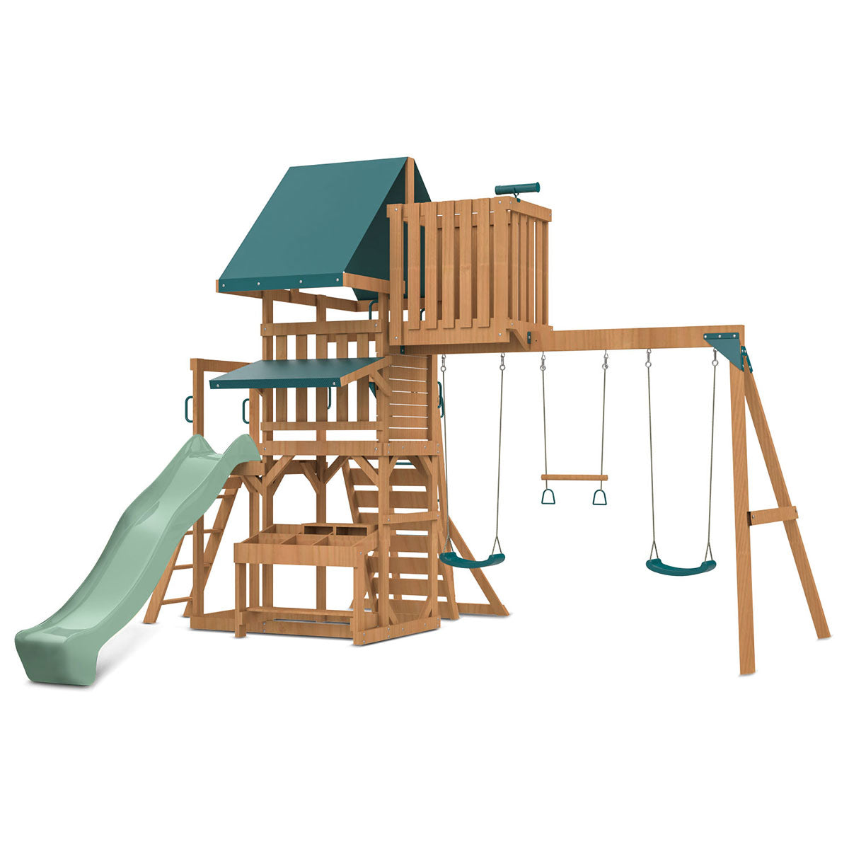 Lifespan Kids Walton Swing Set, Monkey Bars & Play Centre with 2.2m Slide (Pastel Green)