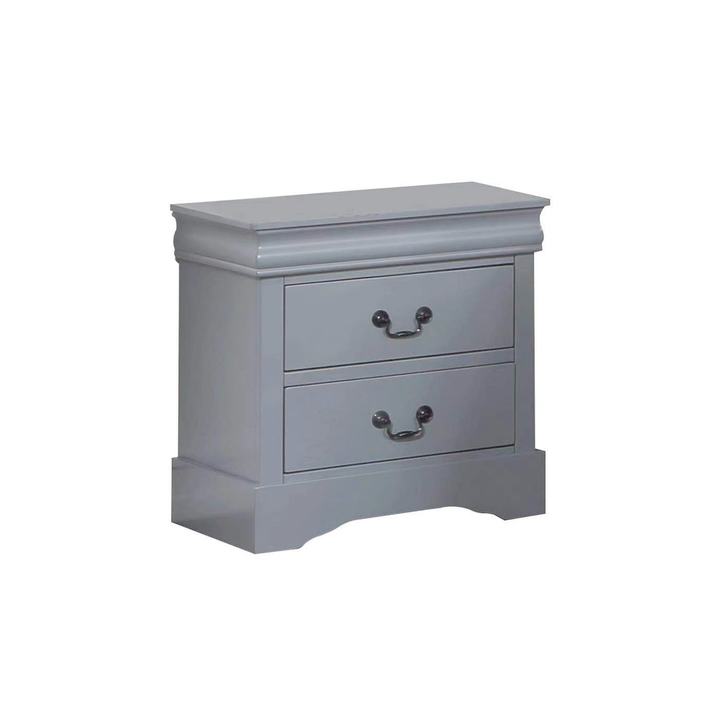 4 Pieces Bedroom Suite in Solid Wood & MDF Queen Size Grey Colour Bed, Bedside Table & Tallboy