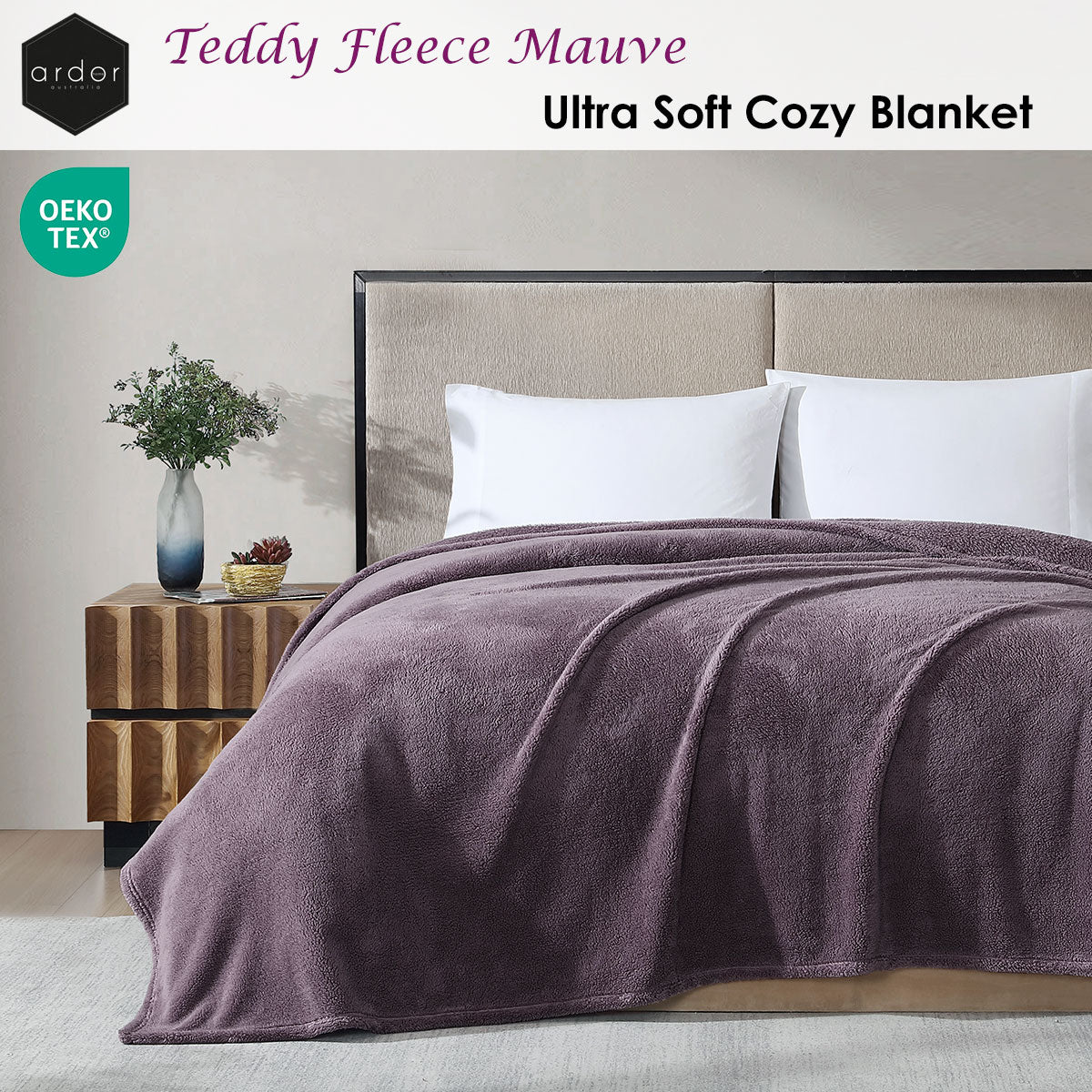 Ardor Teddy Mauve Ultra Soft Cozy Fleece Blanket Queen
