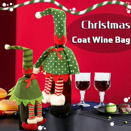 4X Christmas Bottle Covers Gift Holder Bags Red Wine Clothes Dot Decoration Bag