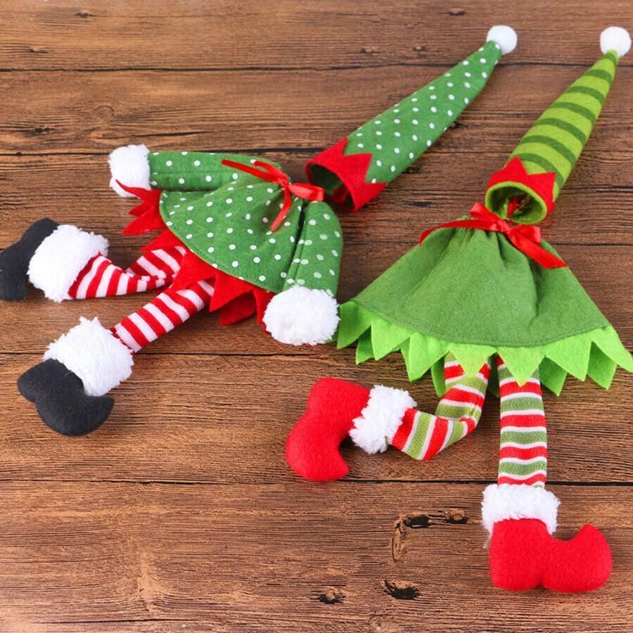 4X Christmas Bottle Covers Gift Holder Bags Red Wine Clothes Dot Decoration Bag