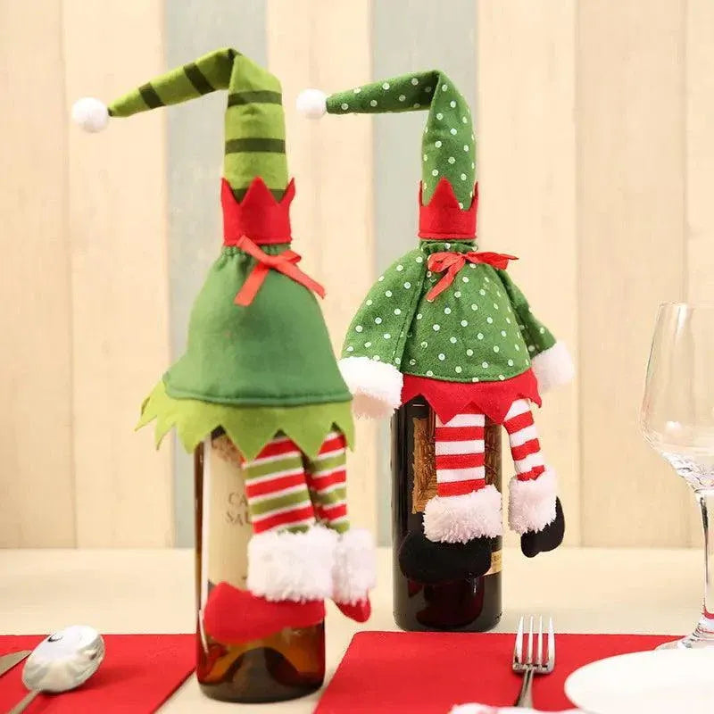 4X Christmas Bottle Covers Gift Holder Bags Red Wine Clothes Dot Decoration Bag