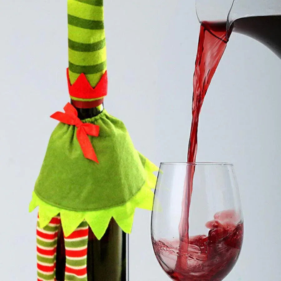 4X Christmas Bottle Covers Gift Holder Bags Red Wine Clothes Dot Decoration Bag