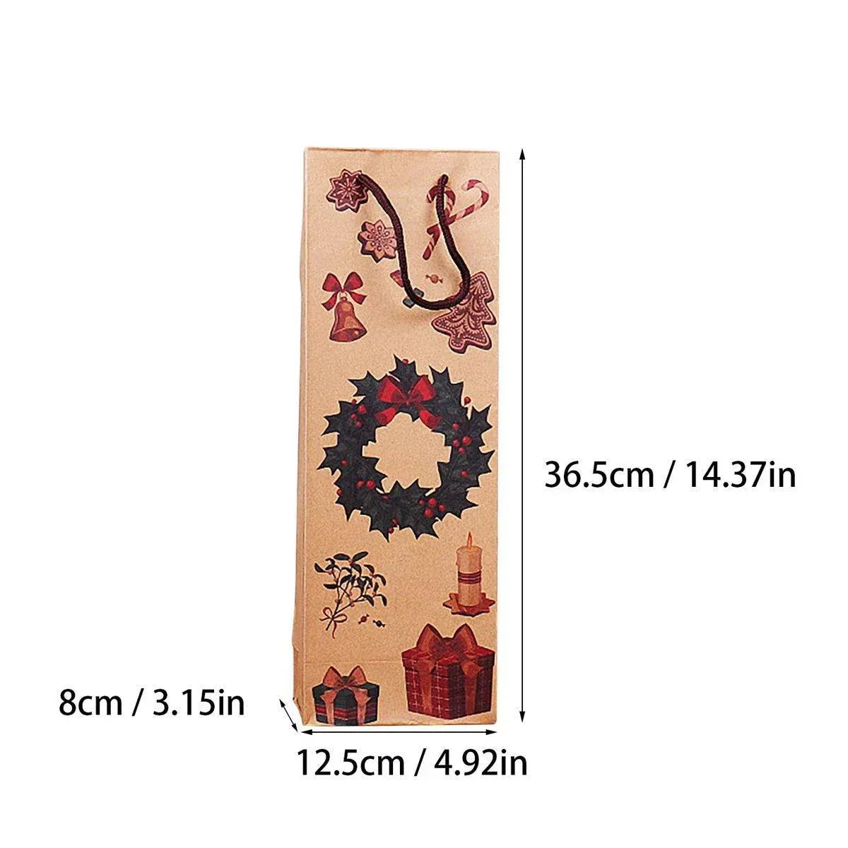 20PCS Christmas Wine Bottle Gift Bags Kraft Paper Red Wine Bag Holiday Set - Christmas Snowman