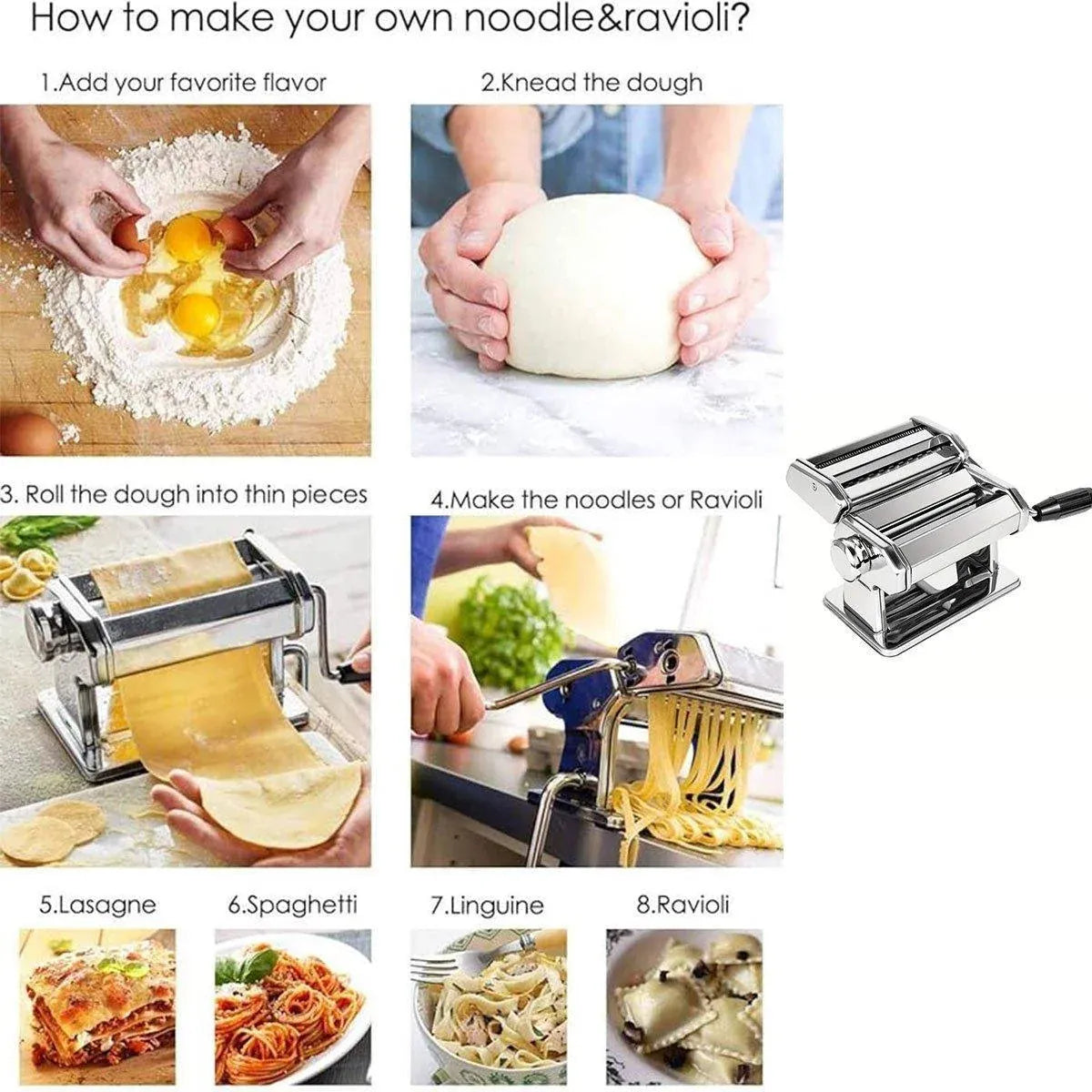 Manual Noodle Maker Dumpling Press Stainless Steel Noodle Machine Pasta Tool