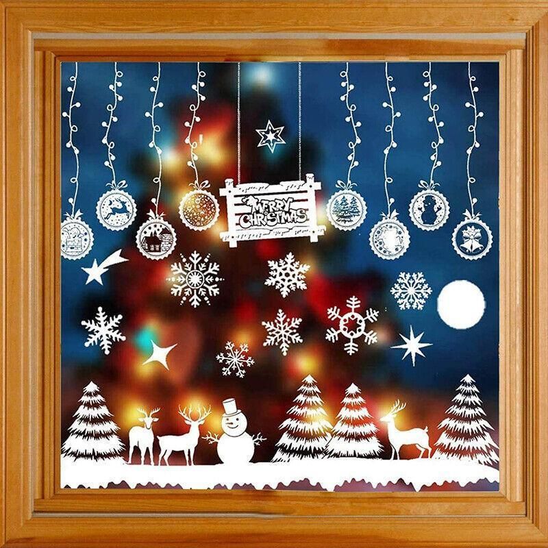 Christmas Window Glass Sticker Decal Mural Home Decoration Wall Stickers - White814