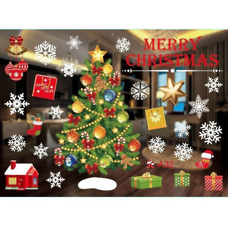 Christmas Window Glass Sticker Decal Mural Home Decoration Wall Stickers - White814