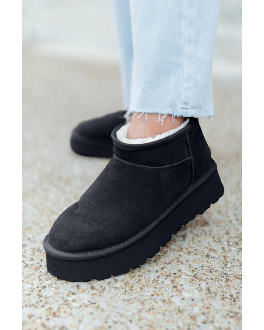 Black Faux Fur Lined Suede Ankle Snow Boots - 38 EU