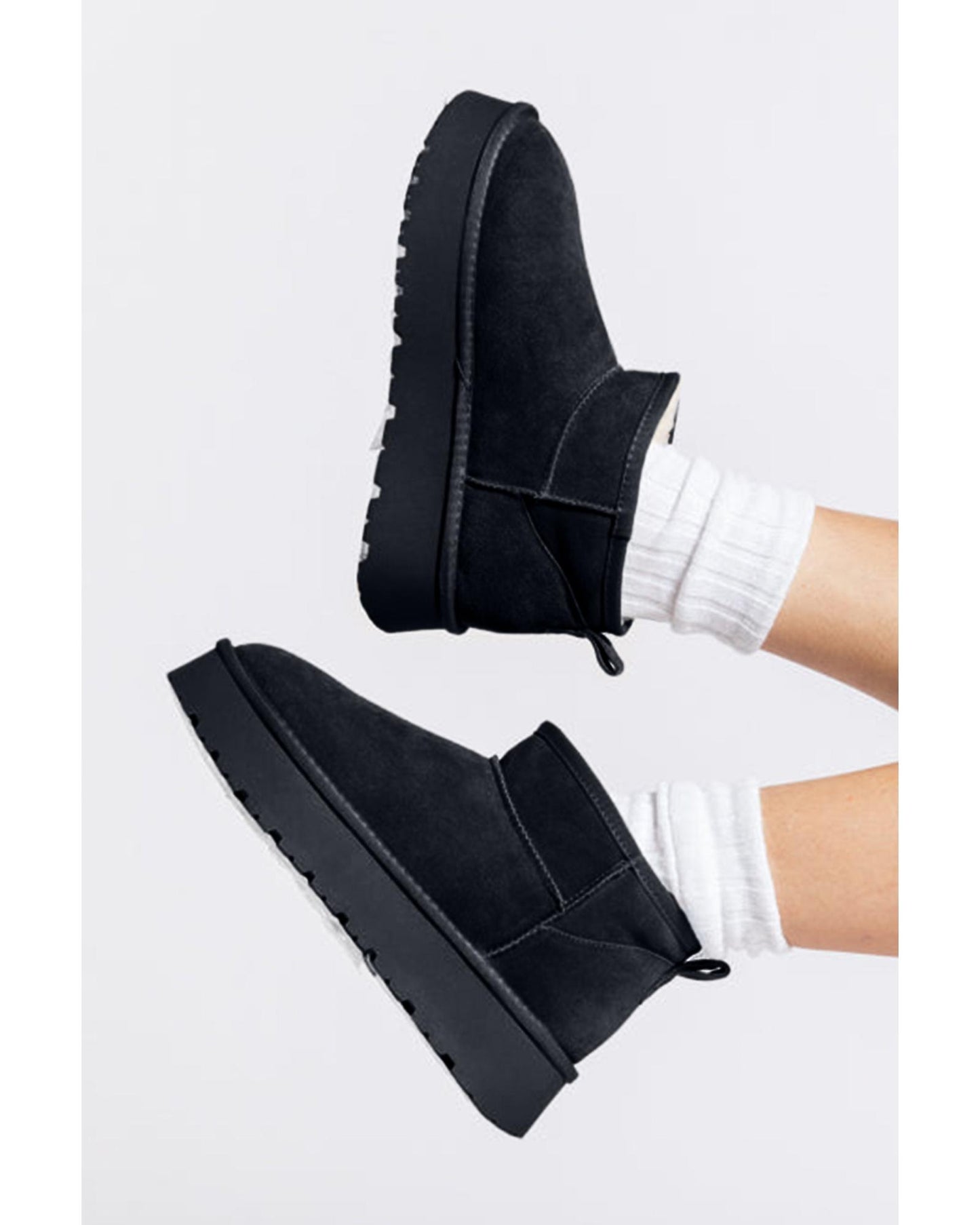 Black Faux Fur Lined Suede Ankle Snow Boots - 41 EU