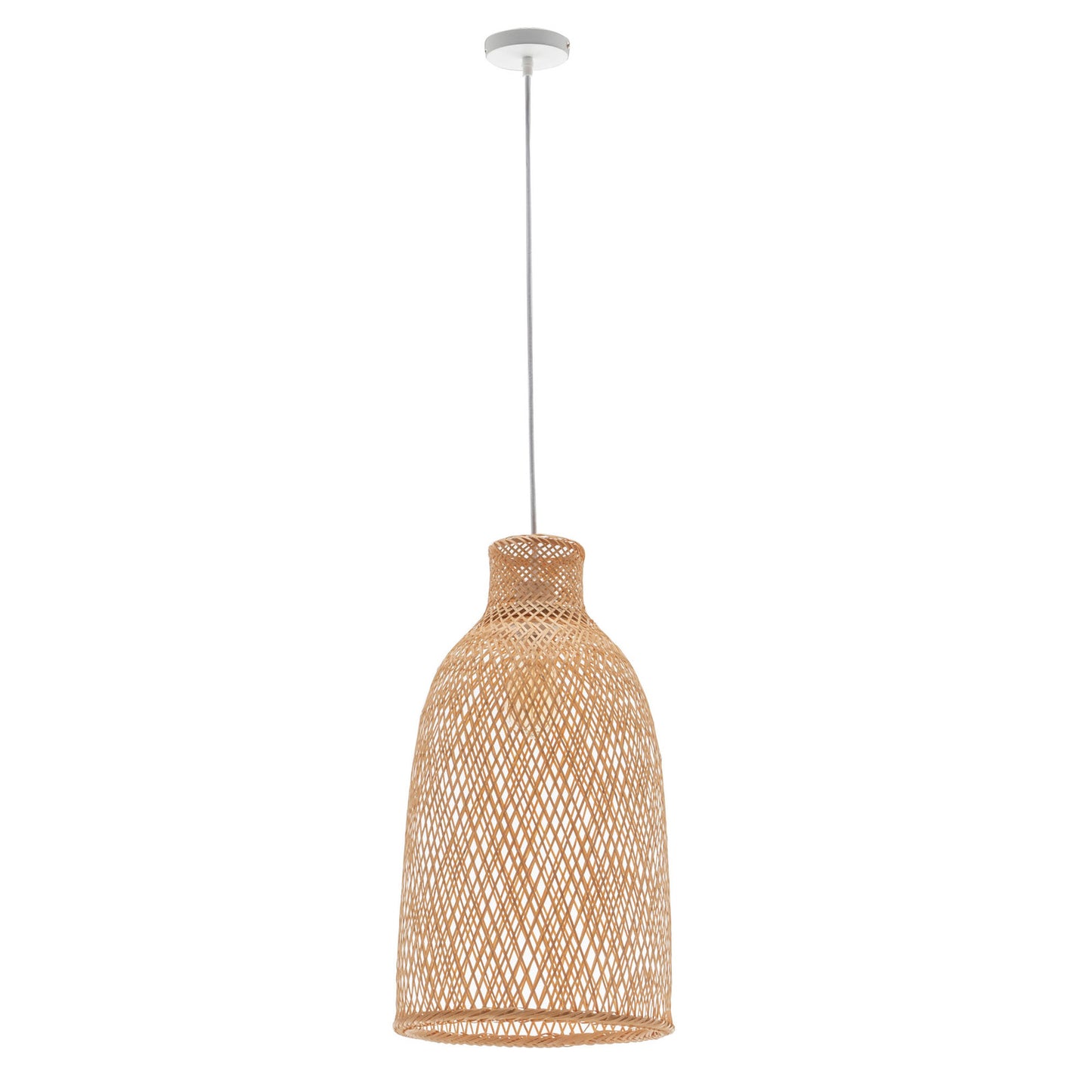 Natural Woven Bamboo Cone Lamp Hanging Light Bell Shade Boho Tropical