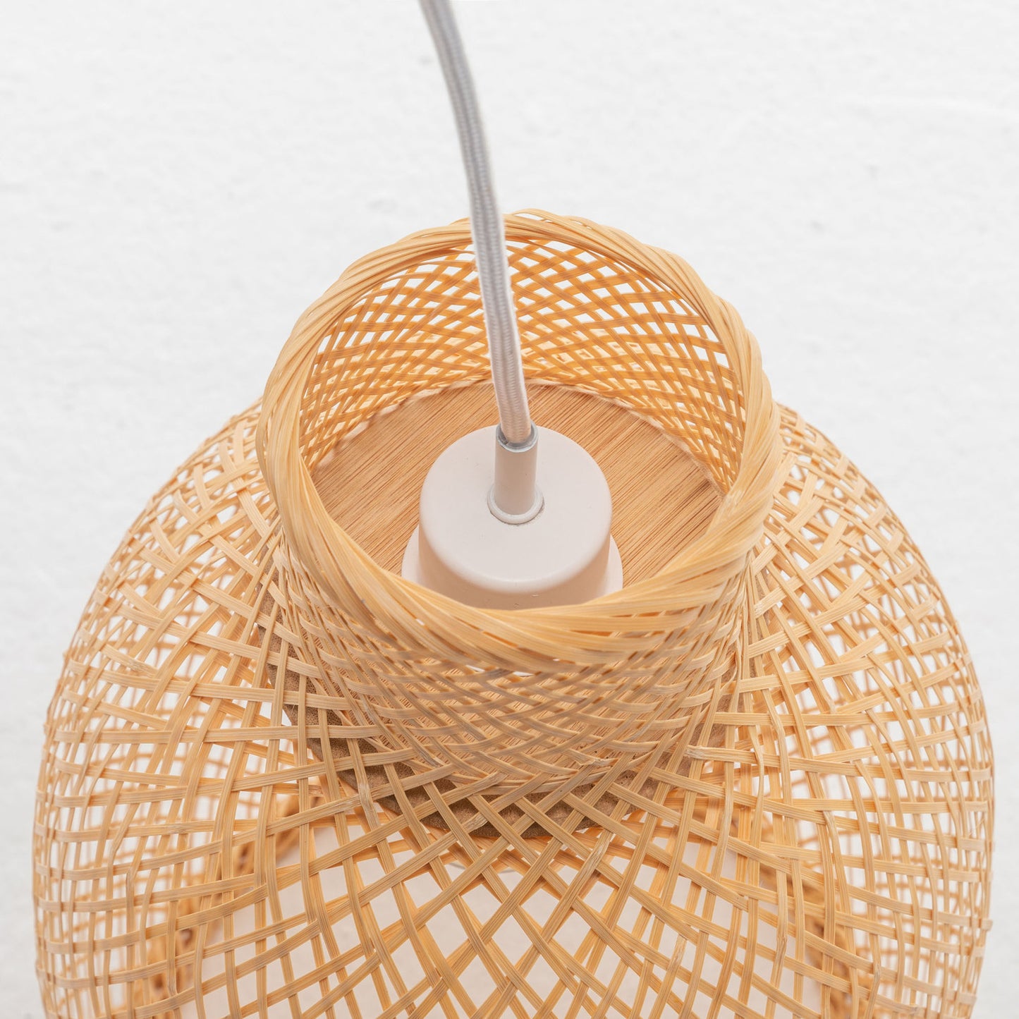 Natural Woven Bamboo Cone Lamp Hanging Light Bell Shade Boho Tropical