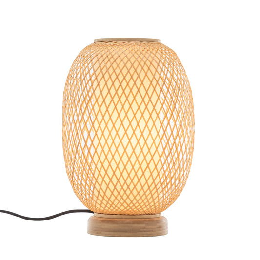 Natural Woven Bamboo Oval Table Lamp Light Shade Boho Tropical Coastal