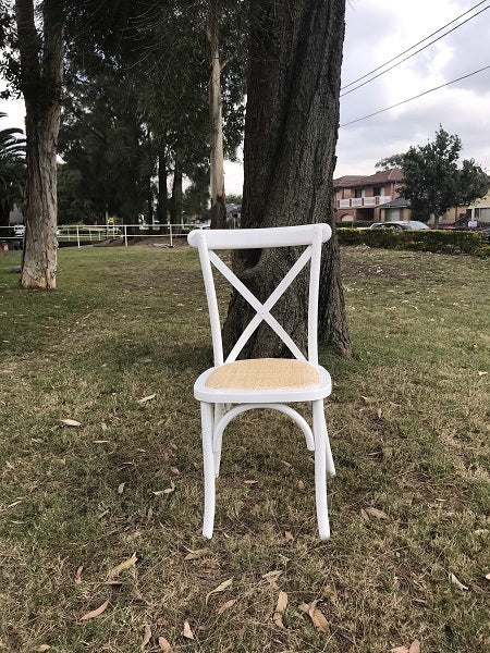 Crossback Dining Chair White Stackable 91cm