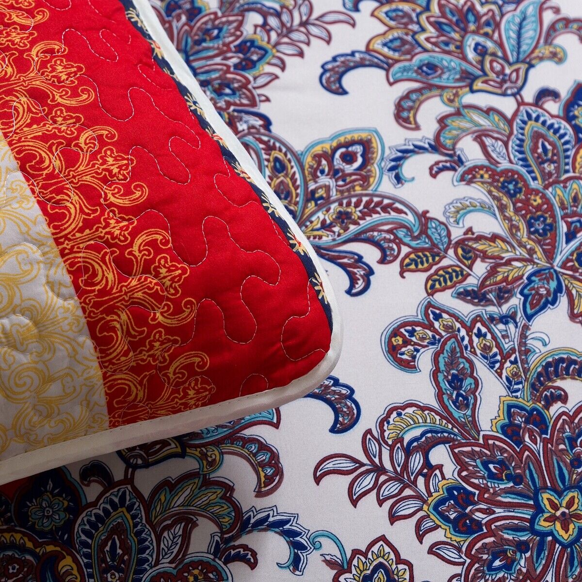 Rusty Boho floral Chic 3 Pc Bedspread & Pillow Cover Set