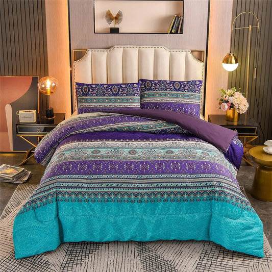 Boho Glow Teal Bedding – 3‑Piece Comforter Set for Relaxed Spaces