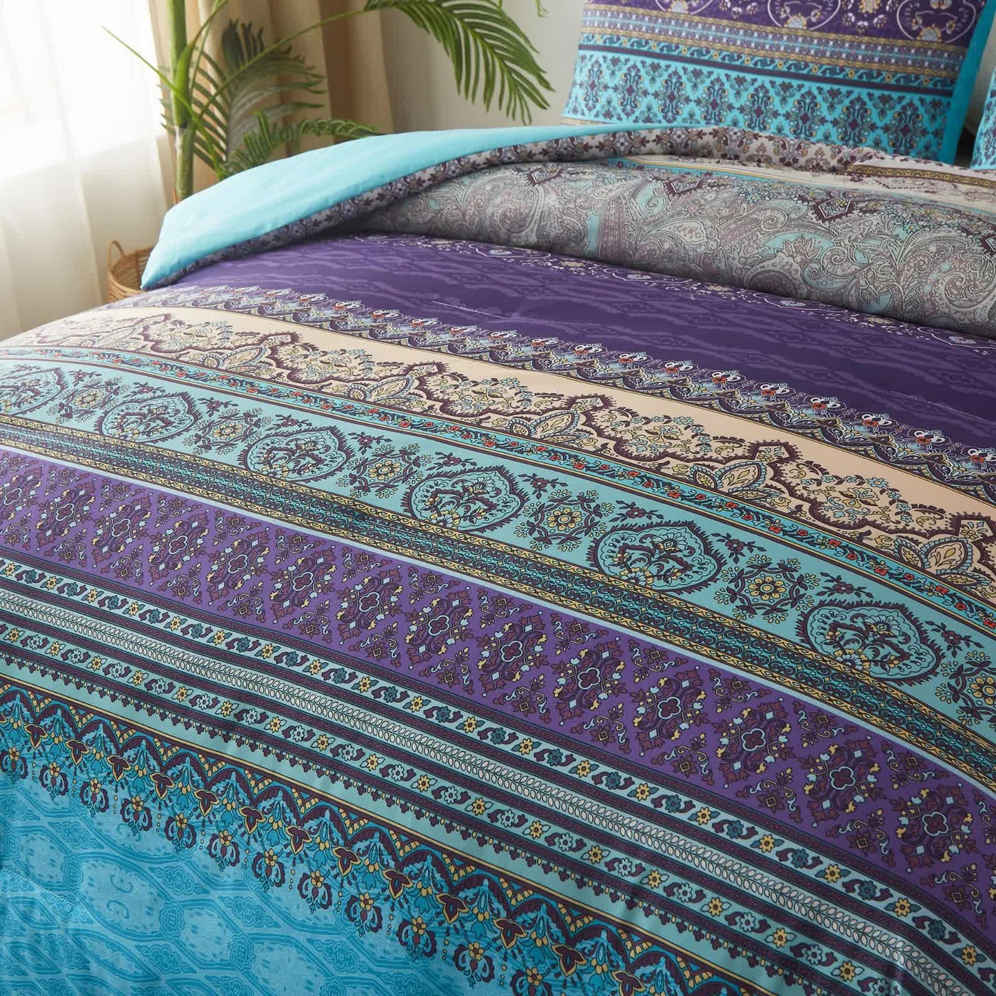 Boho Glow Teal Bedding – 3‑Piece Comforter Set for Relaxed Spaces